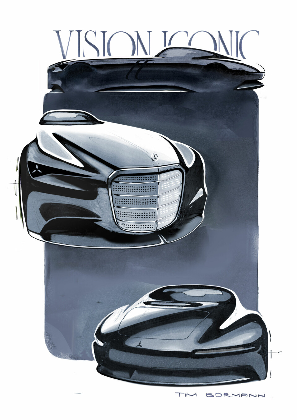 Design sketches of the Mercedes-Benz Vision Iconic.