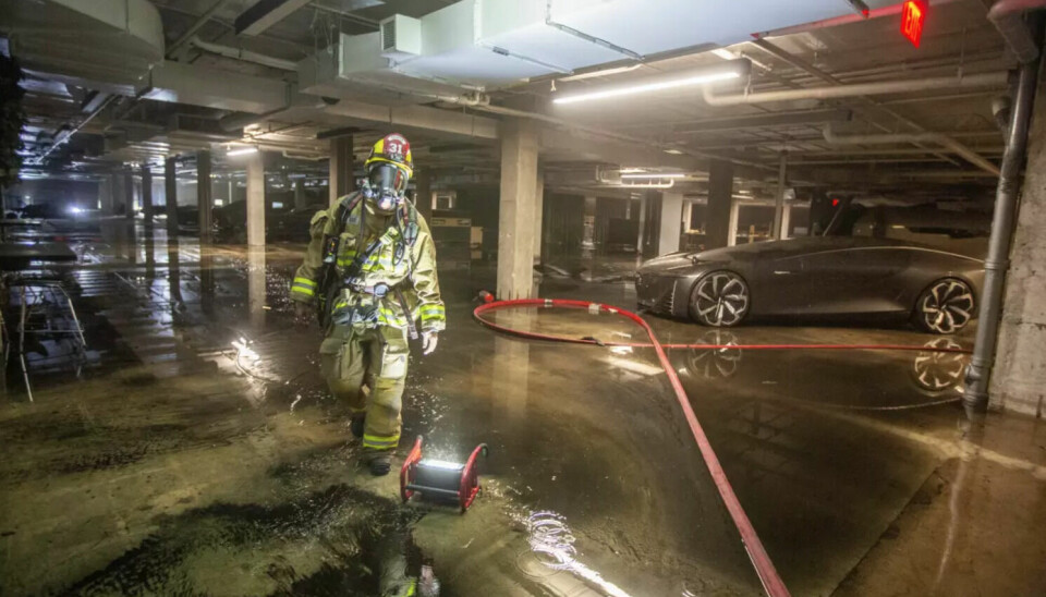 An interior photo after the fire. That appears to be the Cadillac Innerspace concept in the background