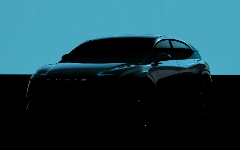 Teaser image of Lucid’s forthcoming crossover DPS 2 Lucid - IMPORTANT new car teaser (blue)