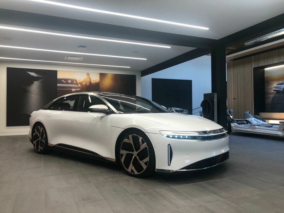 Lucid Air in white (photo by Laura Burstein) Lucid Air white front 3:4