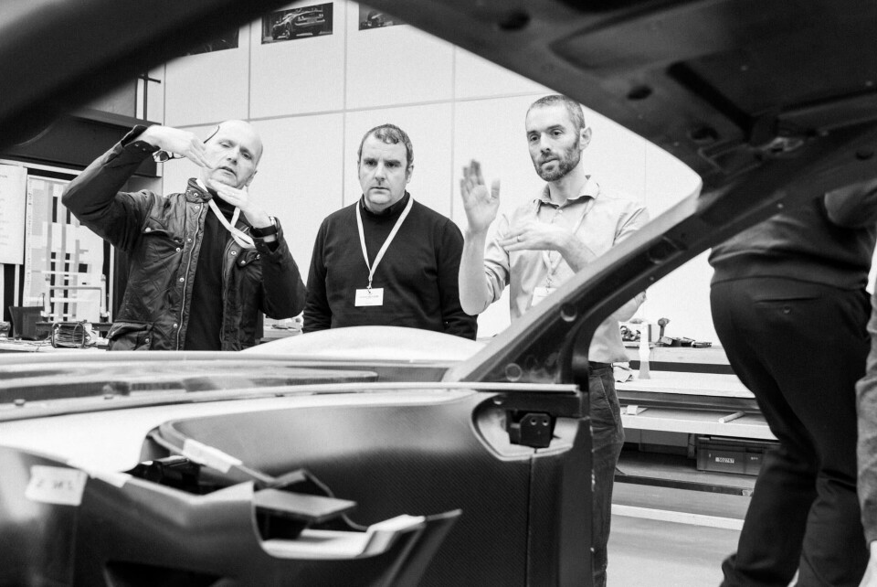 Carr (left) with Lotus Cars chief designer Anthony Bushell (centre) and Louis Kerr, principal platform engineer Carr, Bushell & Louis Kerr (Evija principal platform engineer)