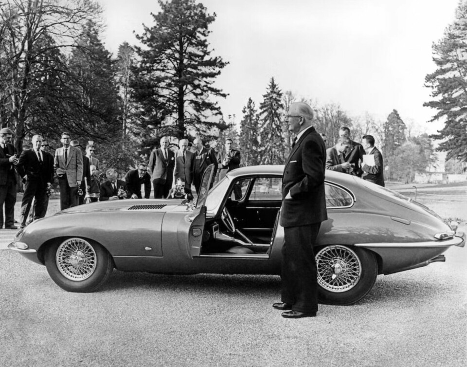 Sir William Lyons introduces the E-Type at Parc des Eaux Vives in Geneva Sir William Lyons introduces the E-Type at Parc des Eaux Vives in Geneva