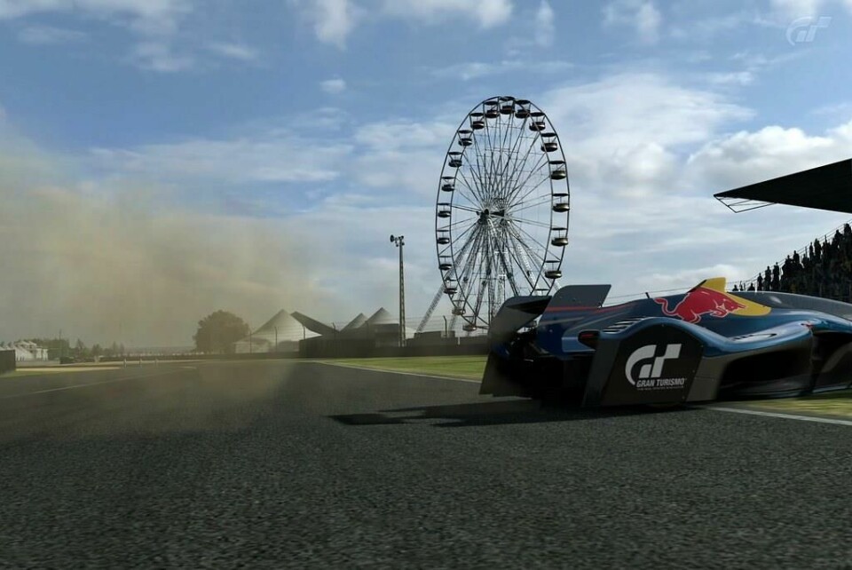 The X1 spraying dirt out through its suction fan system Gran Turismo Red Bull X2010_GT5_Fan in Action