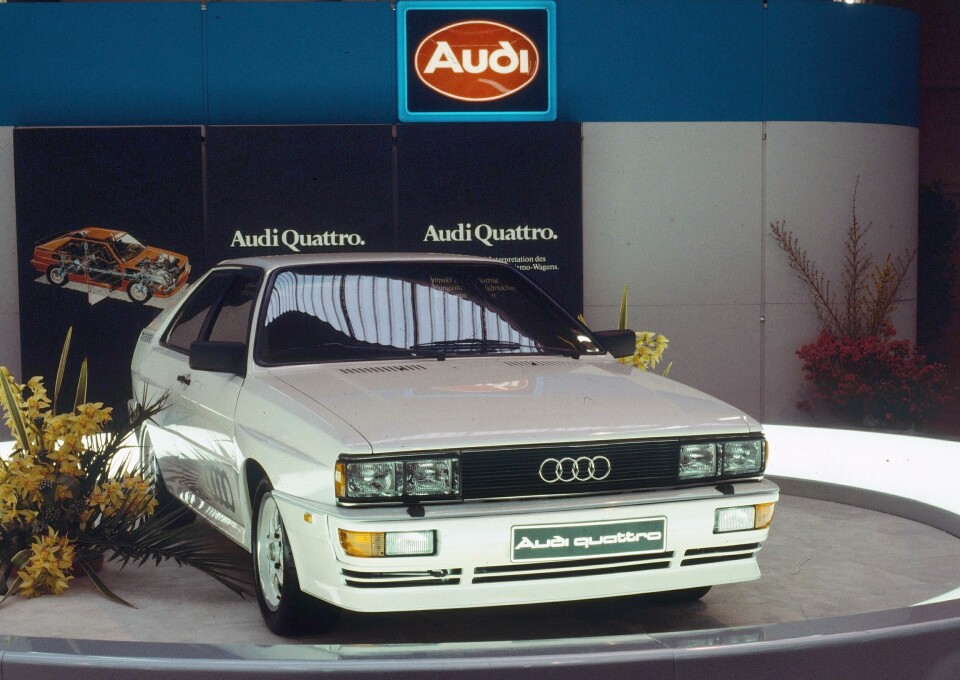 The Audi Quattro making its debut at Geneva Motor Show, 1980 The Audi Quattro making its debut at Geneva Motor Show, 1980
