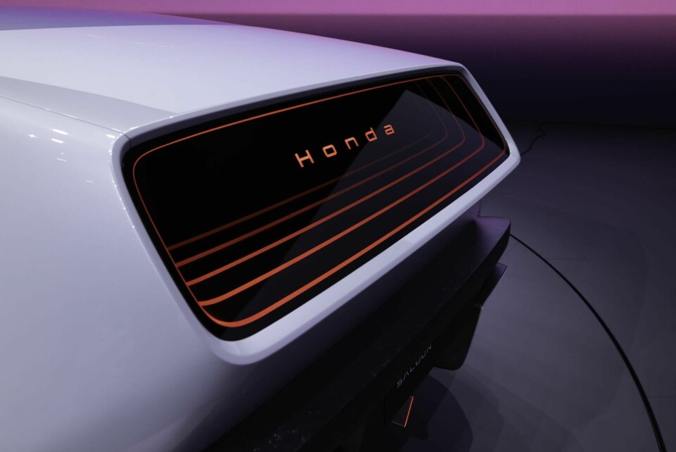 Rear of the Saloon prototype is wedge central 16 Honda 0 Saloon Prototype Debut at 2025 CES