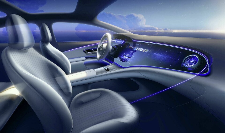 The ‘Hyperscreen’ provoked strong opinions on the value of in-car technology Mercedes EQS - int Hyperscreen sketch (side)
