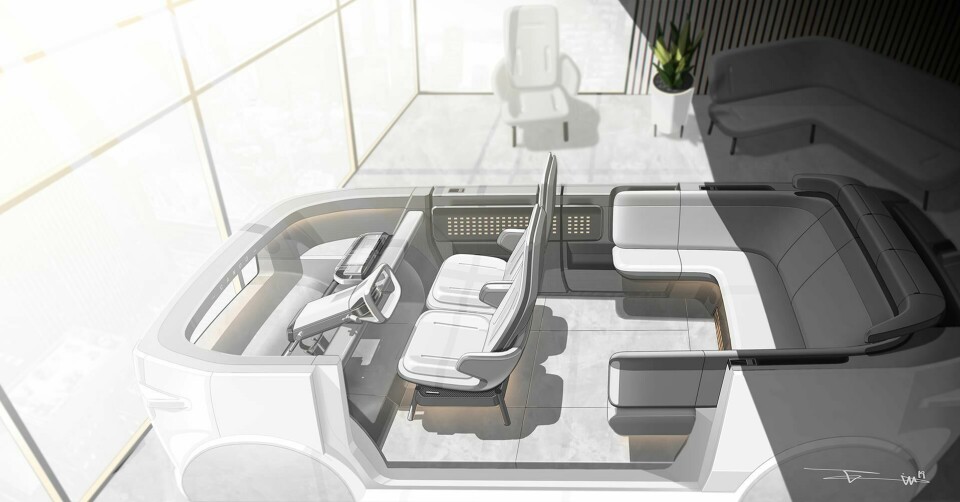 Seating Trends: Lounge formats and reconfigurable solutions Canoo car interior sketch