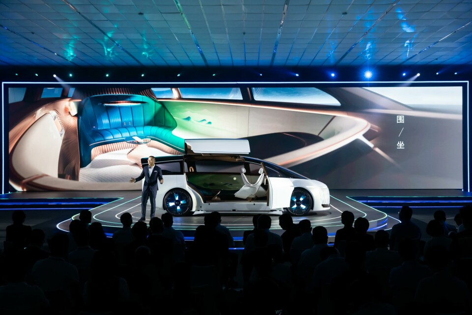 GAC’s Fan Zhang with the recently revealed Space concept GAC space concept launch 3