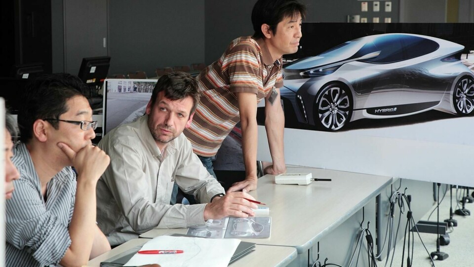 Designer profile: Simon Humphries, head of design, Toyota 2012 Simon H - early meeting re Prius (early sketch proposal in background)