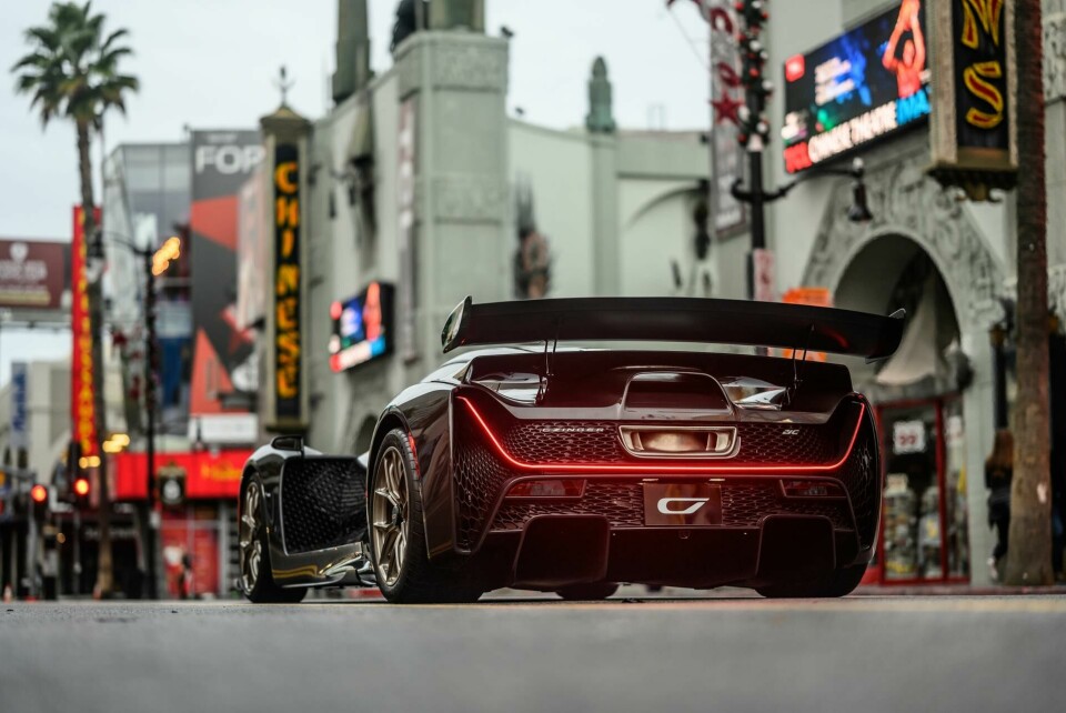 The design of the Czinger 21C was supported by AI 8. Czinger 21C lights up Hollywood Boulevard