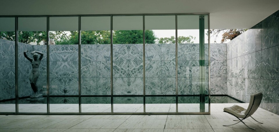 Barcelona Pavilion and chair by Mies Van der Rohe Barcelona Pavilion and chair by Mies Van der Rohe