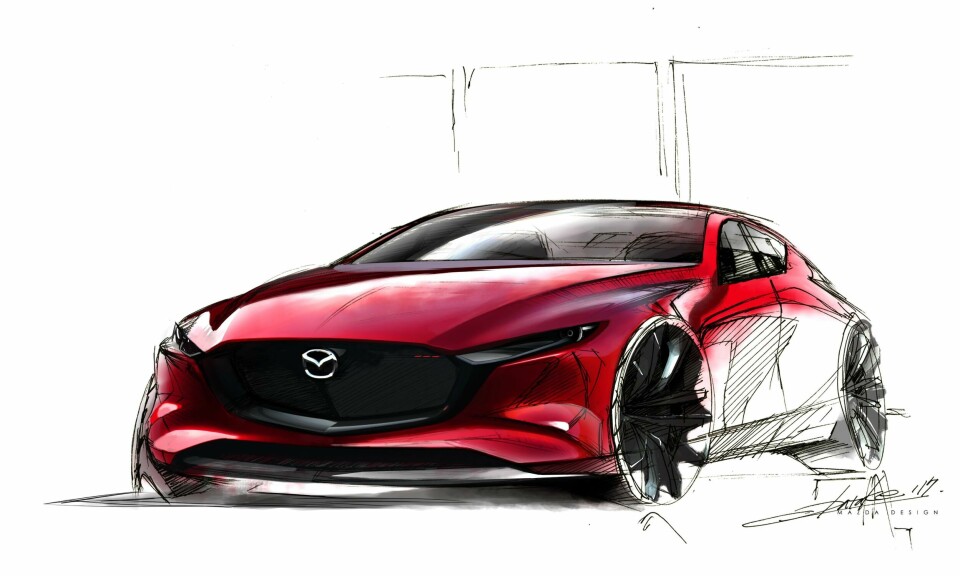The KAI concept previewed the production Mazda 3 KAI exterior_sketch4