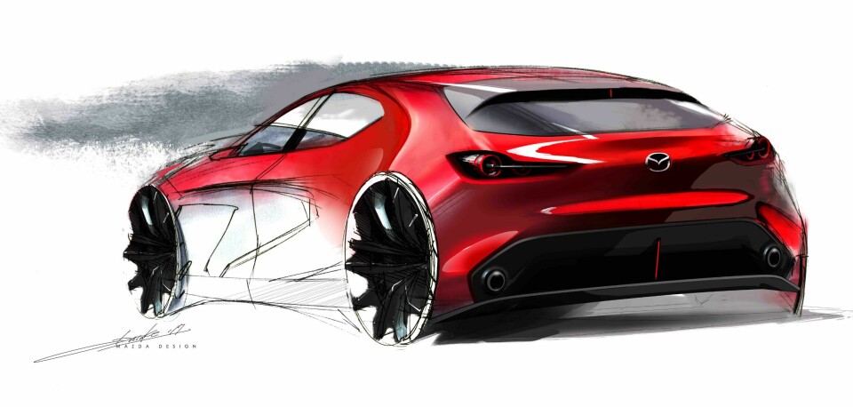 KAI concept rear 3/4 sketch Mazda Design Kai concept sketch