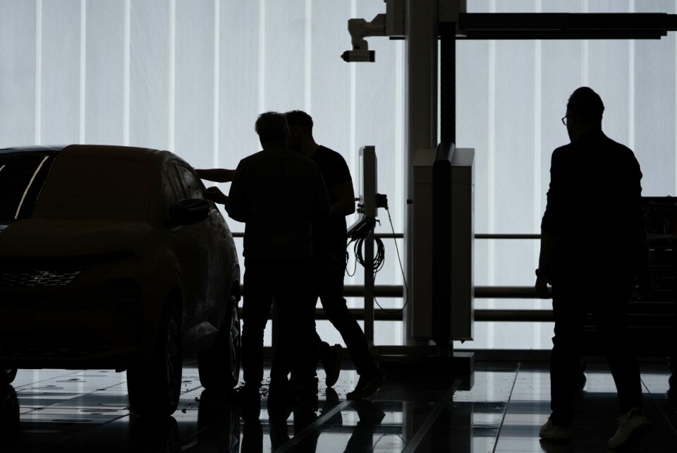 Silhouette of the milling machines. Welland (right) identifiable by his specs Tata Motors Clay 1