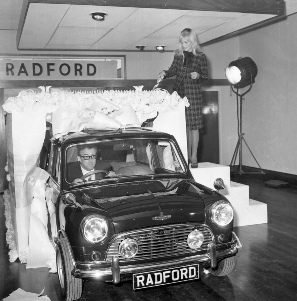 Britt Elkland and Peter Sellers in a Radford Mini Britt Elkland Peter Sellers Radford Mini