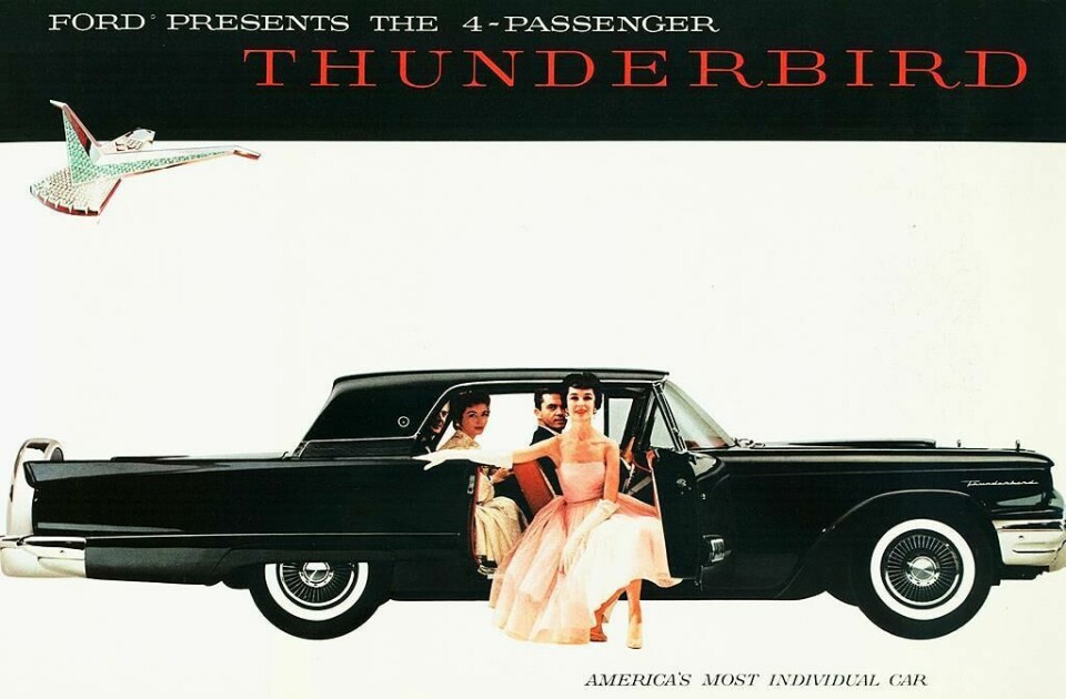 The Ford Thunderbird, introduced in 1955, was the beginning of the personal luxury format. The 1958 model added a rear seat and sales skyrocketed. Ford-Thunderbird