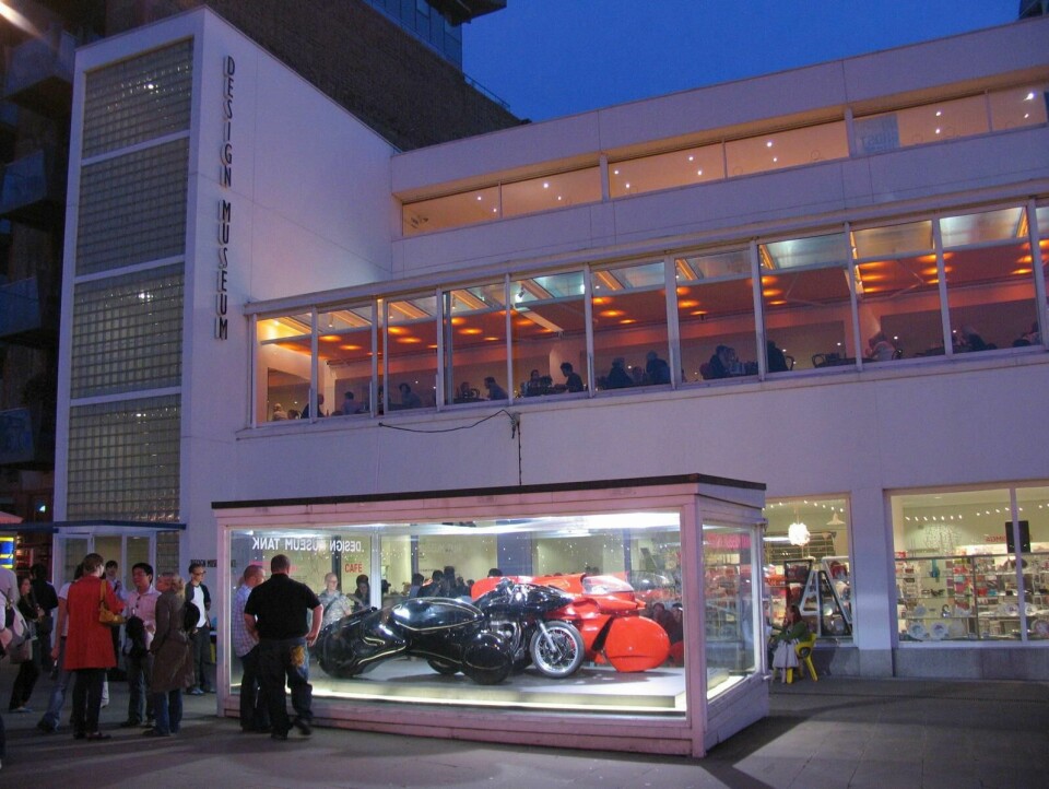 Luigi Colani’s motorbike concepts in front of the Design Museum Luigi Colani's motorbike concepts in front of the Design Museum