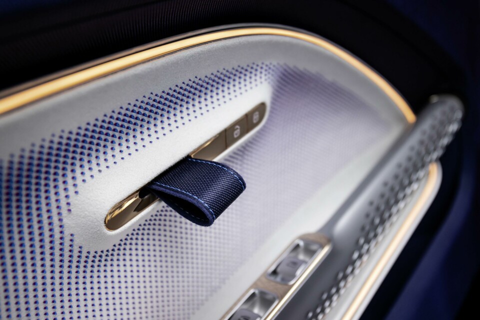A silk-like vegan fabric was used for the door pulls of the VISION EQXX concept Mercedes-Benz VISION EQXX0001_189