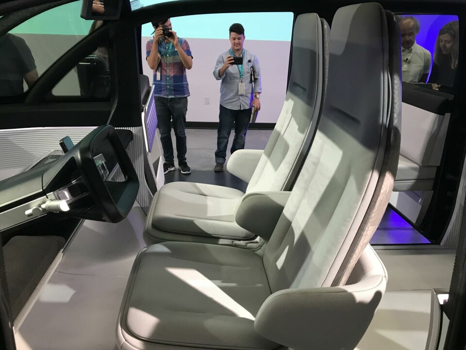 The canoo’s Mid-Century Modern inspired front seats seen at the launch ceremony front seats-launch