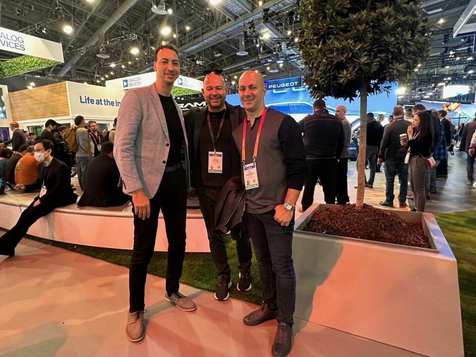 Stellantis VP of interior design Chris Benjamin, Lucid head of design Derek Jenkins and Rivian head of design Jeff Hammoud at CES 2023 Chris Benhamin, Derek Jenkins, Jeff Hammoud CES 2023