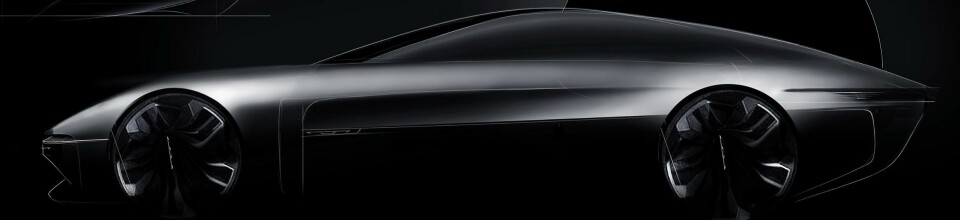 Early sketch shows the sports coupé-like profile Chrysler Halycon profile sketch