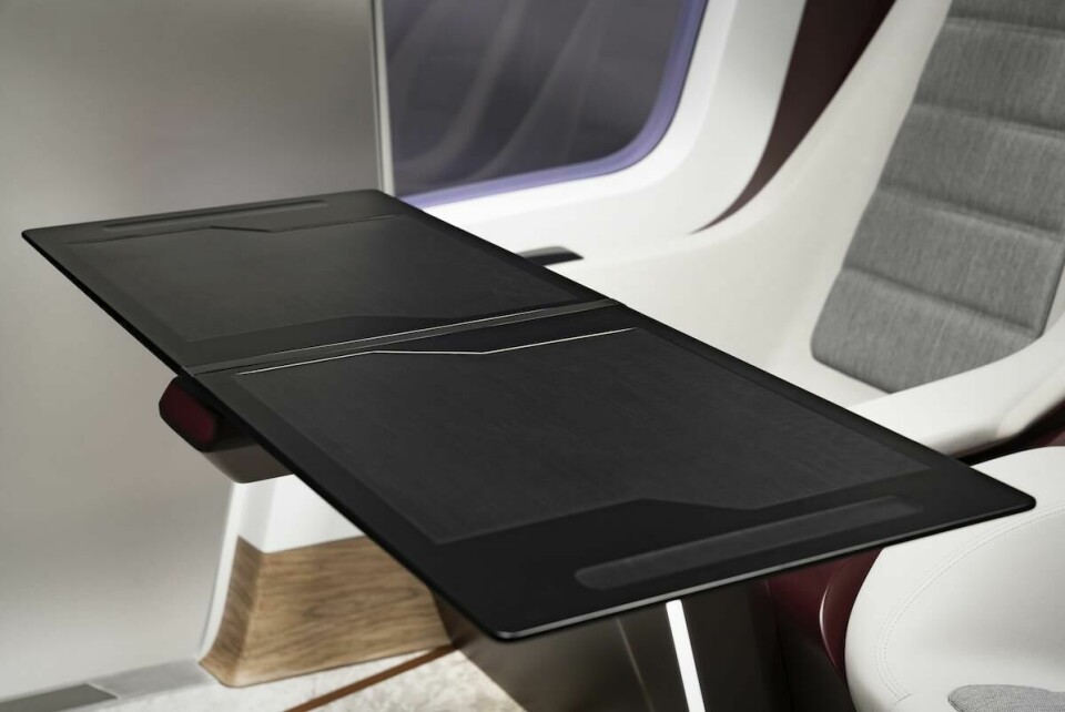 The K 2019 concept included a carbon-fibre reinforced Maezio fold-out table The K 2019 concept included a carbon-fibre reinforced Maezio fold-out table