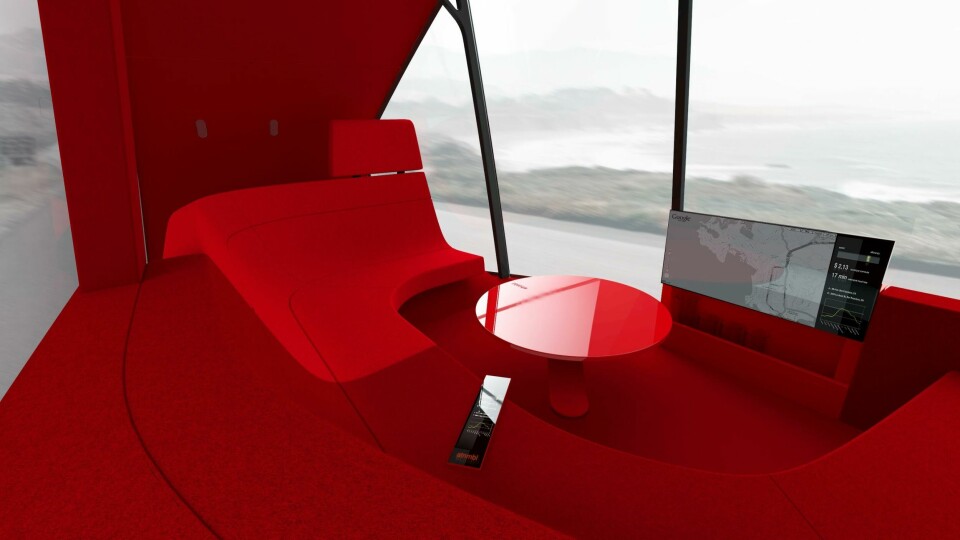 The Interior lounge of the ATNMBL. Modernisitic purity, magnificent views and an early ‘big screen’ concept The Interior lounge of the ATNMBL. Modernisitic purity, magnificent views and an early ‘big screen’ concept