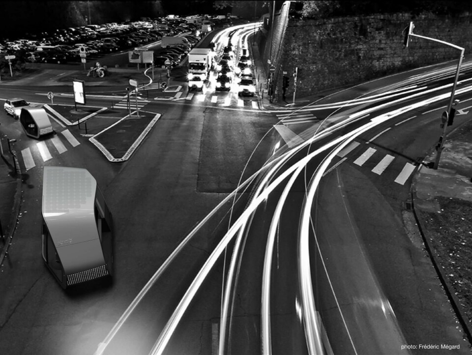 The ATNMBL in commute traffic. Note scale comparison to traditional cars The ATNMBL in commute traffic. Note scale comparison to traditional cars