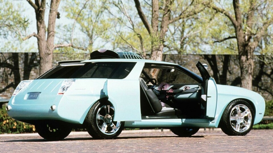 1999 Nomad concept -rear ¾ view. This car was introduced at the same show as the Pontiac Aztek. ‘Nuff said 1999 Nomad_rear 3/4 open