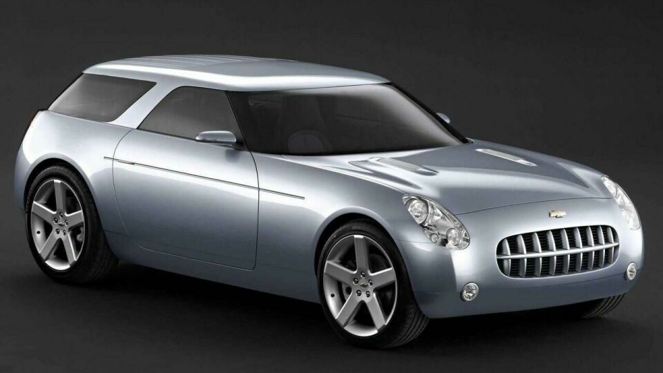 The 2004 Nomad with toothy mask and sloped B-pillar reminiscent of the 1954 original 2004 Chevrolet Nomad concept