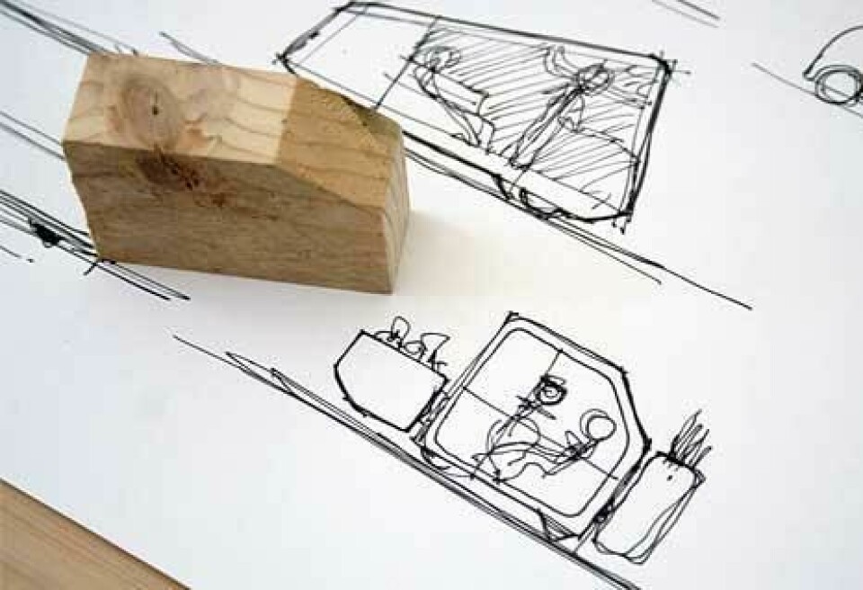 Ideation sketches and a rough massing model during the development of ATNMBL concept Ideation sketches and a rough massing model during the development of ATNMBL concept