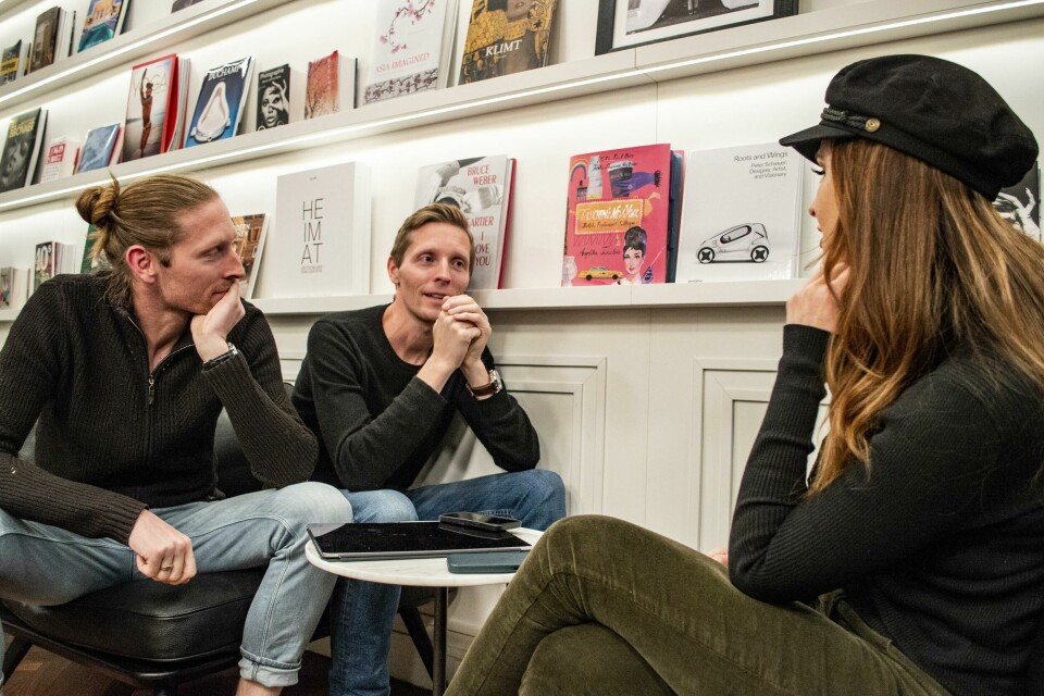 Maksymilian (left) and Benjamin Nawka chat to CDN’s Laura Burstein (Credit: Karolina Dabrowski) Nawka twins interview Laura