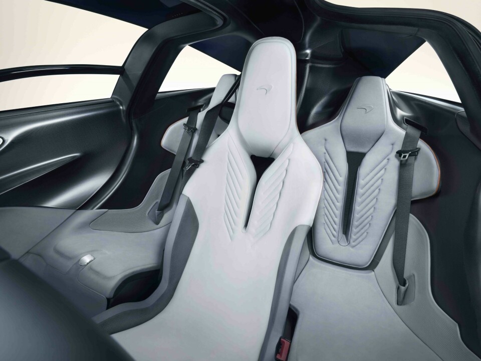 Speedtail seating features a non-slip leather with a nubuck surface oriented to grip occupants when seated CDN McLaren 9830-McLaren Speedtail