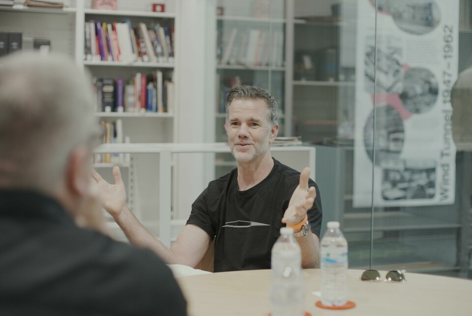 Franz von Holzhausen speaks of ArtCenter facilities, old and new. Franz von Holzhausen at ArtCenter new campus 2024