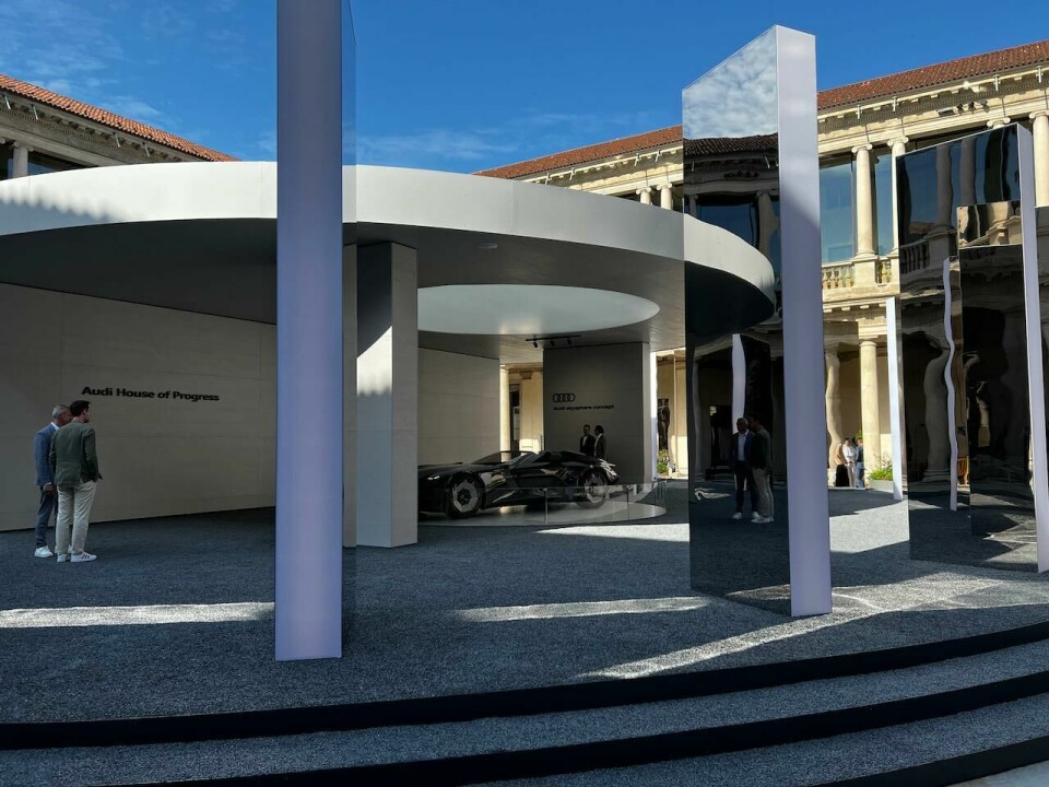 Ingo Maurer’s installation at the Porta Nova- gossamer elements and bright colors set against the ancient stone gate Audi02Milan Karl Smith