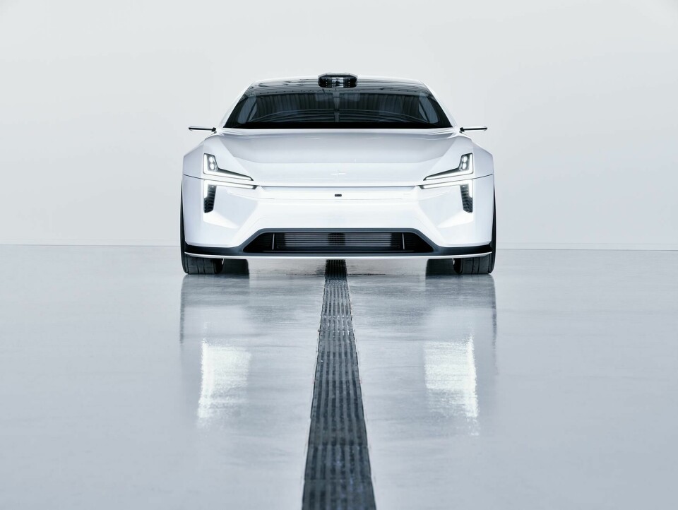 Precept Pilot Assist tech and smart zonesSeen more clearly in this white model of the concept, the smart zone on the front of the Precept has been carefully integrated into the face, mercifully swerving the faux grilles we have seen on some concepts, and balanced with the overall design. The technology does not dominate, nor is it disguised, but rather seems effortlessly integrated. Polestar_Precept_042