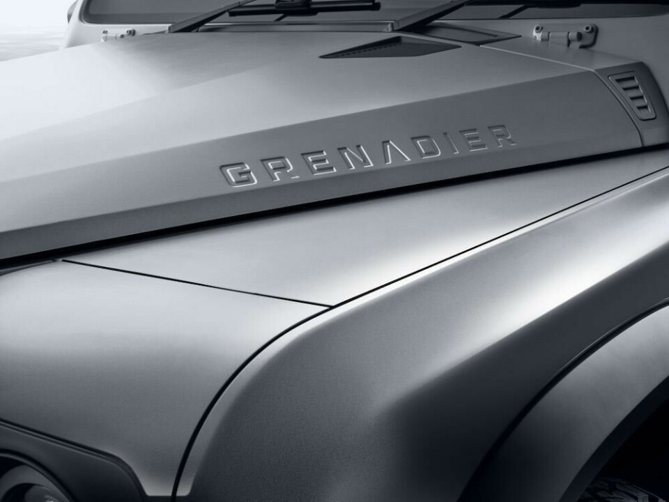 Bonnet of the Ineos Grenadier with embossed text INEOS Grenadier Image 6 EMBARGO 00.01 BST 1 JULY 2020
