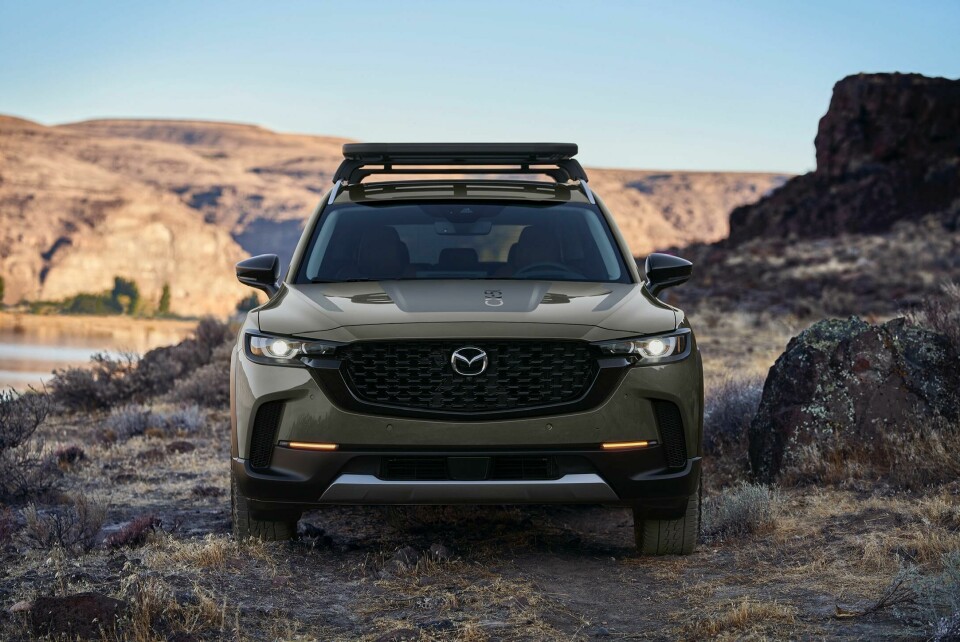 The Mazda CX-50 features tough-looking black cladding on the front mask Mazda CX-50