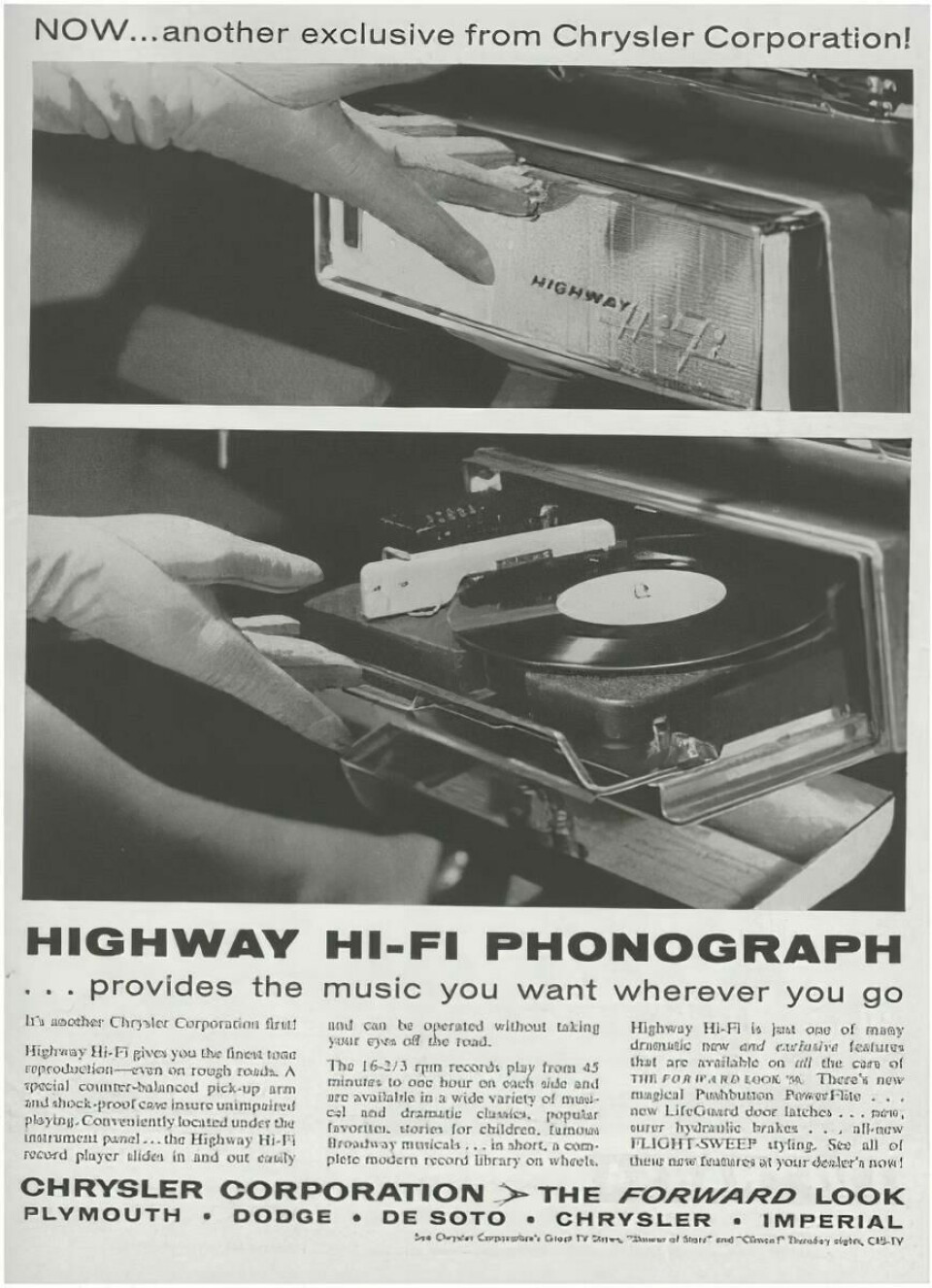 The Highway Hi Fi by Chrysler- pioneering but doomed Highway Hi Fi