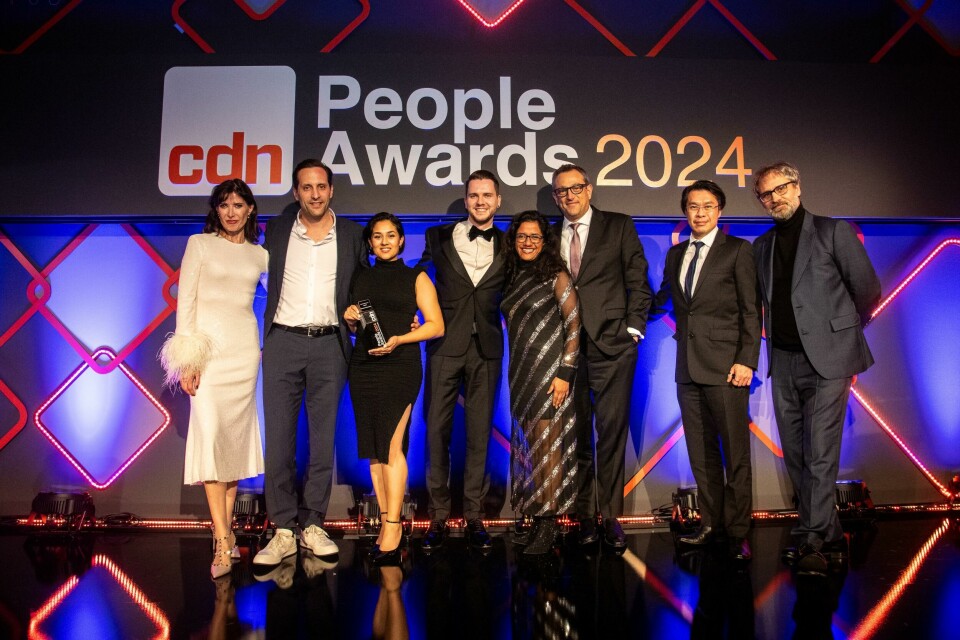 Harman Automotive wins best supplier. The team pictured here with Ford’s Usha Raghavachari 20241205_CDN_PeopleAwardPresentations-12