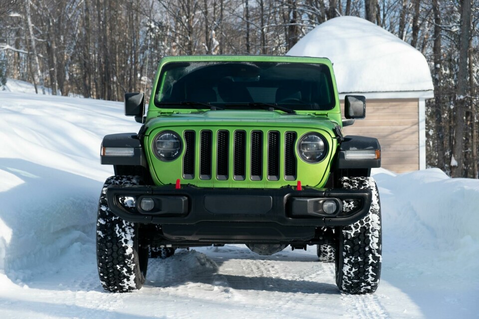 The 2020 Jeep Wrangler’s distinctive front end 2020 Jeep Wrangler snow 2