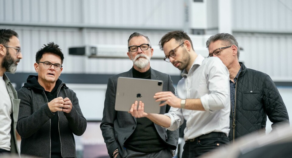 Michael Simcoe with successor Bryan Nesbitt on his right General Motors Advanced Design-UK studio Michael Simcoe, Bryan Nesbitt, Phil Zak, Dominic Najafi, Oliver Cattell-Ford