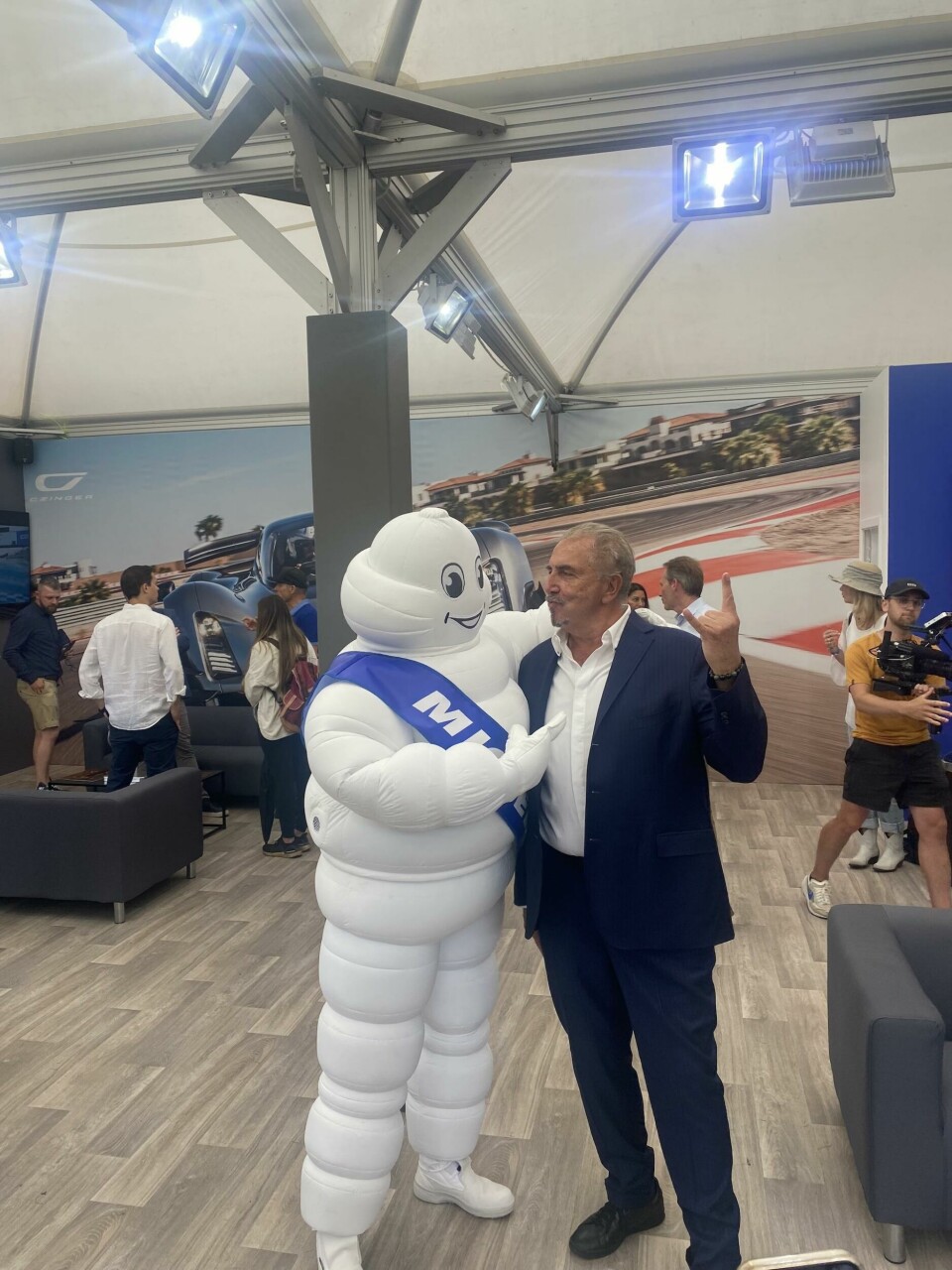 Mutual appreciation: Andrea Boragno CEO of Alcantara with the Michelin man Andrea Boragno Alcantara copy