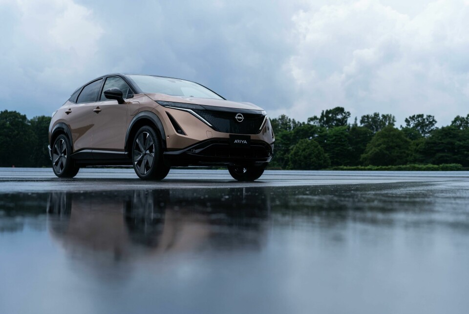 The Nissan Ariya, a fully electric SUV that builds on the success of the Leaf hatchback 2021 Nissan ARIYA - ext F3Q (floor up view)