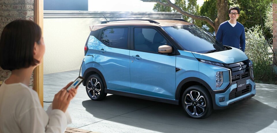 The striking front end draws eyes toward the centre, distracting from otherwise awkward proportions Mitsubishi eK X EV 2