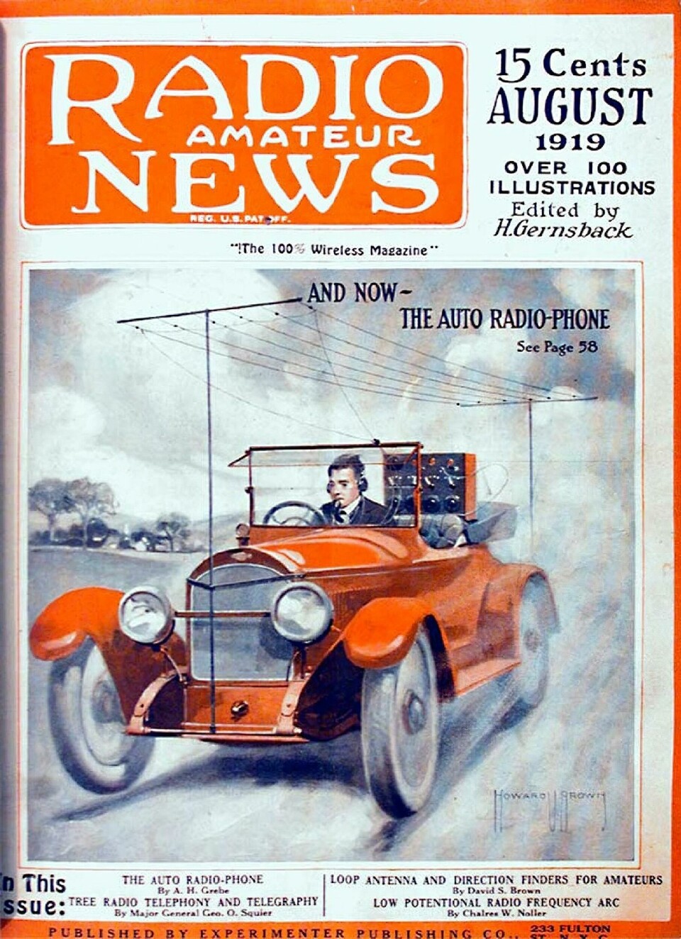 A century ago, the car and the radio were cutting edge technology. Here’s an early proposal that also proposed a mobile telephone device Radio News