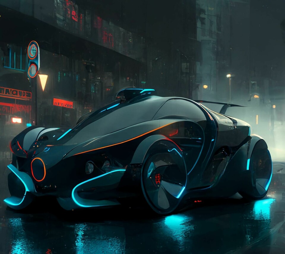 A rendering by the author: “city car in the style of the lightcycle” renderingkarl.smith_city_car_in_the_style_of_the_lightcycle_from_tron_03fea001-a6fb-4070-b804-93ef81f8be7b-gigapixel