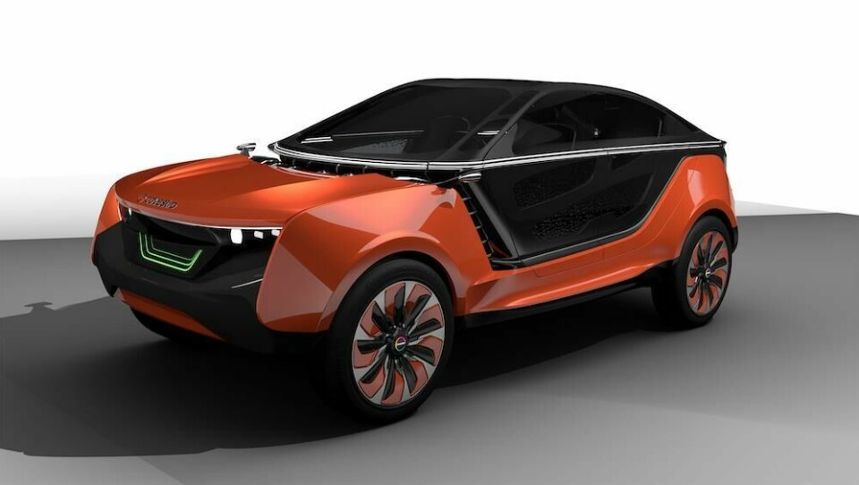 Covestro’s K 2016 concept car, showing integration of LiDAR, radar and camera and sensor functions behind a polycarbonate front fascia k 2016 concept