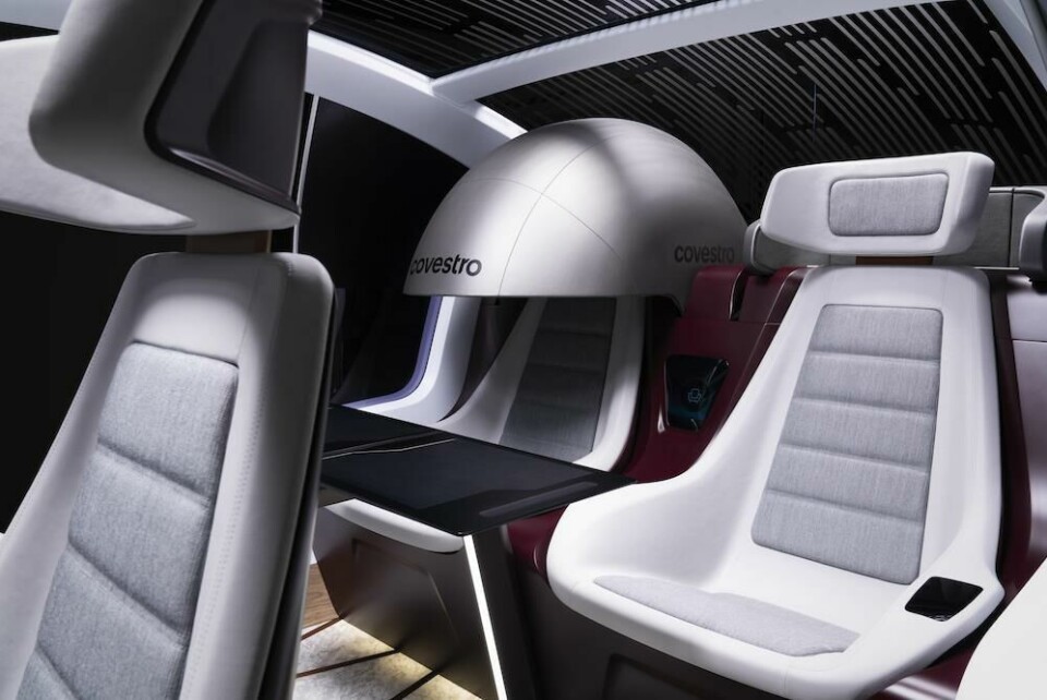 The seats in the K 2019 concept can rotate and passengers can use a privacy dome Covestro1408198214