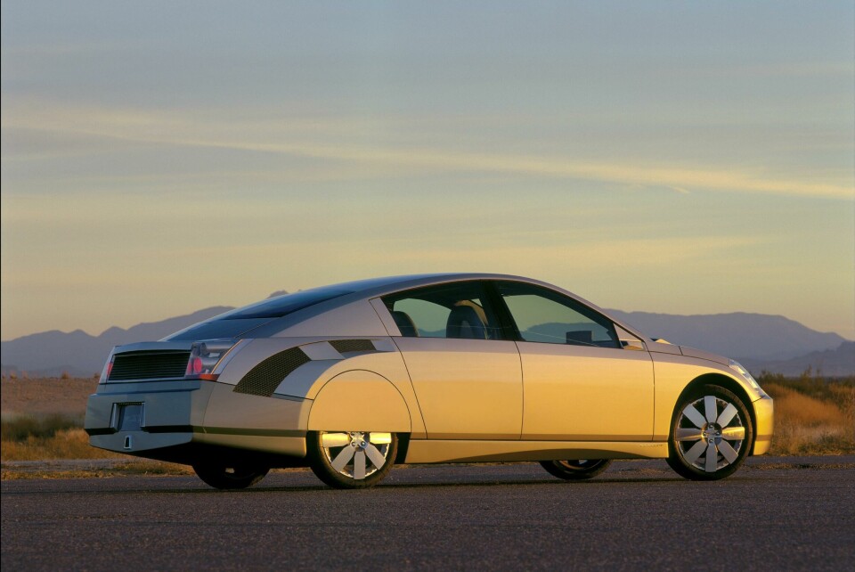 The rear ¾ view shows massing reminiscent of Tucker and Tatra GM PRECEPT The rear ¾ view shows massing reminiscent of Tucker and Tatra.